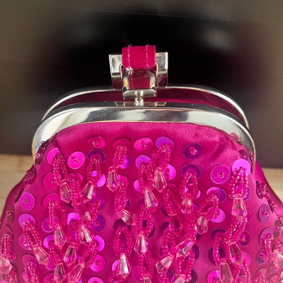 NWT Menbur Beaded Sequin Satin Evening Clutch Pink 98309-33 - Picture 8 of 8